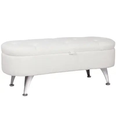 HOMCOM sedežna klop poliester, kovina 114D x 47Š x 46,5V cm Bel