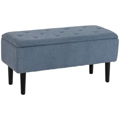 HOMCOM sedežna klop poliester, kavčuk les 95D x 38Š x 45V cm Moder