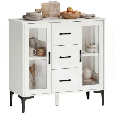 HOMCOM predalnik MDF, steklo 90D x 38Š x 86V cm Bel