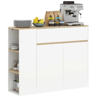 HOMCOM komoda MDF, steklo 90D x 38Š x 86V cm Bel