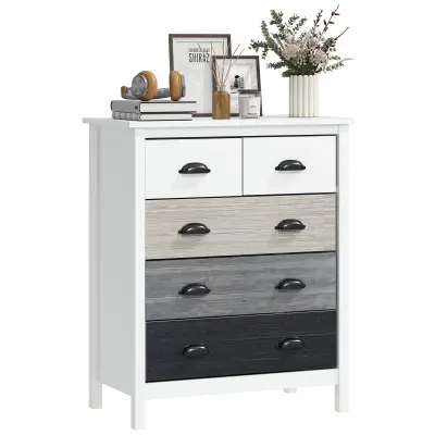HOMCOM Komoda MDF, borov les 70D x 38Š x 85V cm Bela