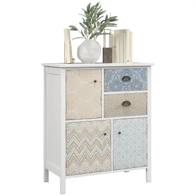HOMCOM Komoda MDF, borov les 34T x 68Š x 80V cm Bela