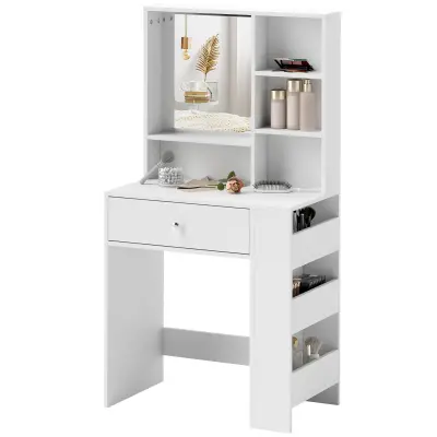 HOMCOM toaletna mizica iverna plošča 70D x 40Š x 137V cm bela