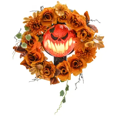 Outsunny halloween venček poliester, jeklo 44D x 9Š x 44V cm oranžno