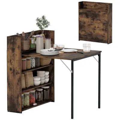 HOMCOM Jedilna miza MDF, jeklo 90D x 80Š x 93V cm rustikalno rjava