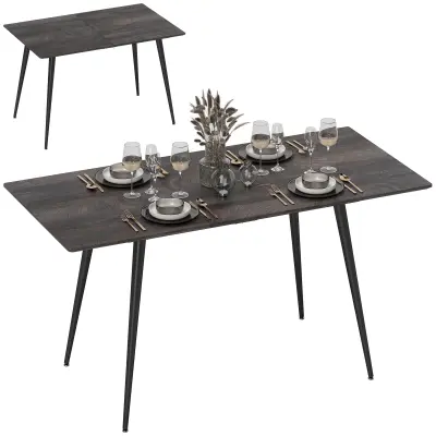 HOMCOM Jedilna miza MDF, jeklo 160D x 75Š x 77V cm siva
