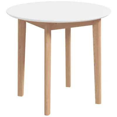 HOMCOM jedilna miza iz borovega lesa Ø75 x 76H cm bela