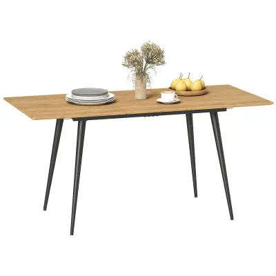 HOMCOM Jedilna miza MDF, jeklo 160D x 75Š x 77V cm naravni les