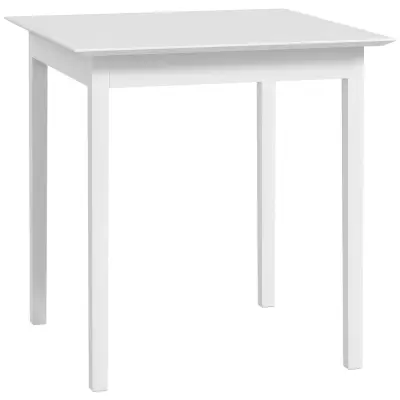 HOMCOM jedilna miza iz borovega lesa 75 D x 75 Š x 76 V cm Bela