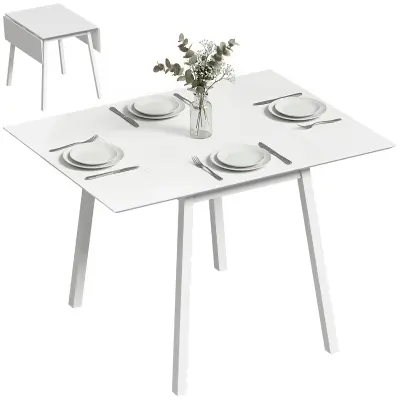 HOMCOM Jedilna miza borov les 110D x 86Š x 75V cm bela