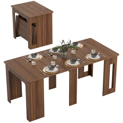 HOMCOM Jedilna miza iverna plošča, jeklo 180D x 85Š x 75V cm rjava