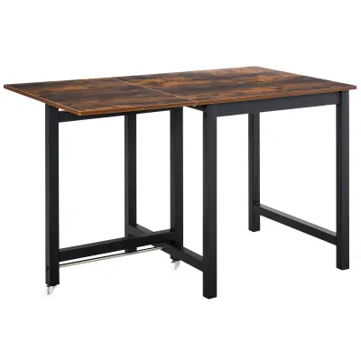 HOMCOM Zložljiva jedilna miza iverna plošča, kovina 118D x 70Š x 76,5V cm rjava