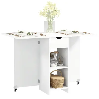 HOMCOM Zložljiva jedilna miza iverna plošča 114,5D x 70Š x 75V cm bela