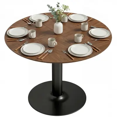 HOMCOM jedilna miza MDF, jeklo 110D x 110Š x 78V cm rjava