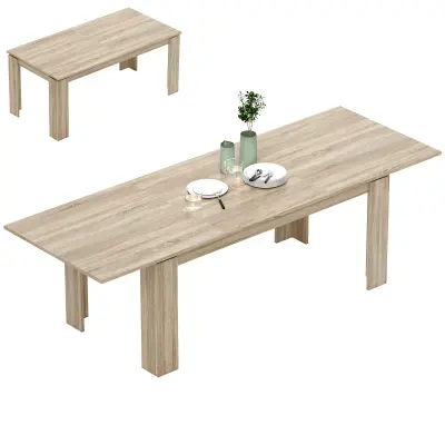 HOMCOM Jedilna miza iverna plošča 260D x 90Š x 76,6V cm hrast