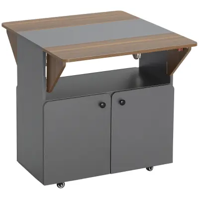 HOMCOM Zložljiva miza iverna plošča, jeklo 70D x 83Š x 75V cm svetlo siva+temno rjava