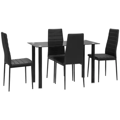 HOMCOM jedilni komplet umetno usnje, jeklo 120D x 60Š x 97V cm Črn