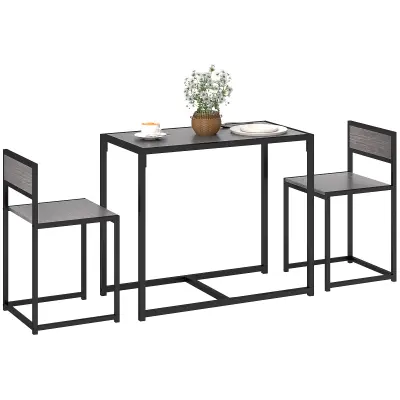 HOMCOM jedilni komplet kovina, MDF 90D x 47Š x 76V cm Siv