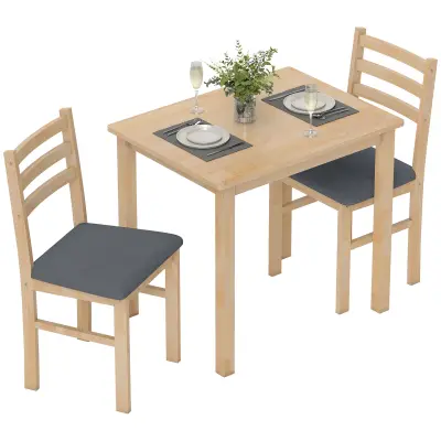 HOMCOM jedilni komplet kavčuk les, MDF 80D x 60Š x 74,5V cm Naraven les