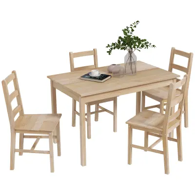 HOMCOM jedilni komplet borov les 118D x 73Š x 75V cm Naraven les
