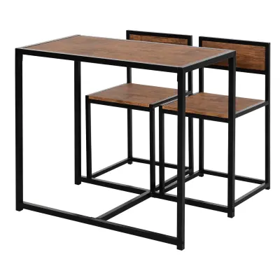 HOMCOM jedilni komplet kovina, MDF 90D x 47Š x 76V cm Naraven les