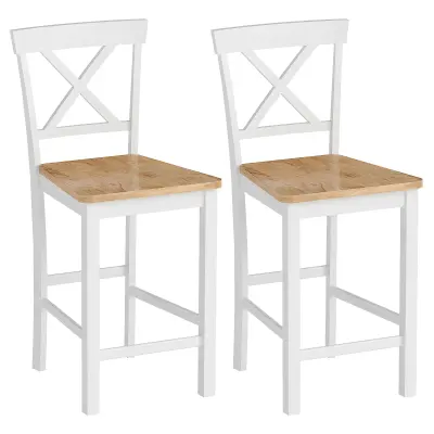 HOMCOM barski stol kavčuk les 46,5D x 41,5Š x 96V cm Hrast+Bel