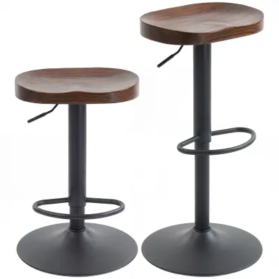 HOMCOM barski stol brestov les, kovina 41,5D x 41,5Š x 61 82V cm Temno rjav