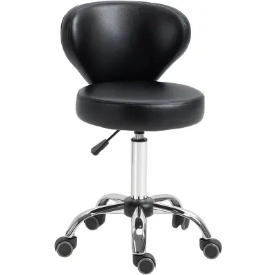 HOMCOM frizerski stolček umetno usnje 54D x 45Š x 73–88V cm Črna