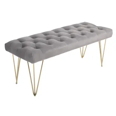 HOMCOM klop žamet, kovina, pena 116D x 44,5Š x 49V cm siva