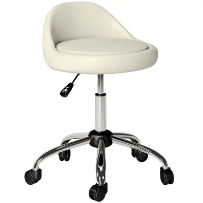 HOMCOM frizerski stol umetno usnje Ø35 x 63–83V cm Bela