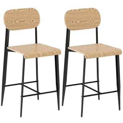 HOMCOM barski stol jeklo, lesni material 43D x 55Š x 103V cm Naraven les