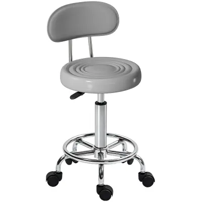 HOMCOM kotalni stolček poliester, jeklo 40D x 32Š x 70–86V cm Siva