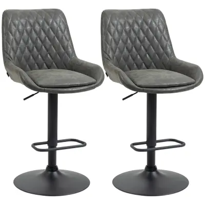 HOMCOM barski stol umetno usnje, jeklo 51D x 59Š x 97 117V cm Temno siv