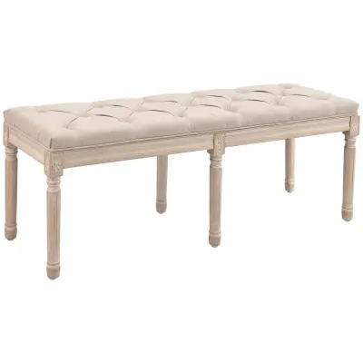 HOMCOM klop za posteljo poliester, gumijev les 117D x 40Š x 48V cm bež