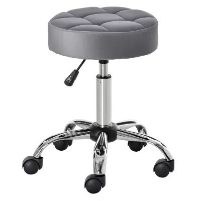 HOMCOM frizerski stol poliester, pena Ø42 x 49–61V cm Svetlo siva