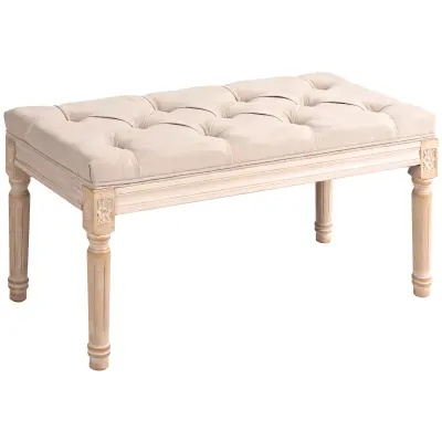 HOMCOM klop za posteljo poliester, gumijev les 80D x 40Š x 43V cm bež