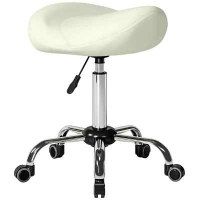 HOMCOM kotalni stolček PU, pena 48D x 48Š x 55–71V cm Krem bela