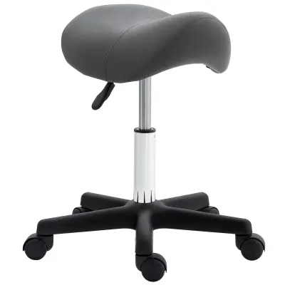 HOMCOM kotalni stolček umetno usnje, jeklo 48D x 47Š x 45–59V cm Siva
