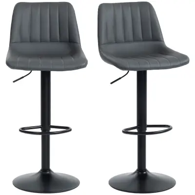 HOMCOM barski stol umetno usnje, jeklo 43D x 49,5Š x 91 111V cm Temno siv
