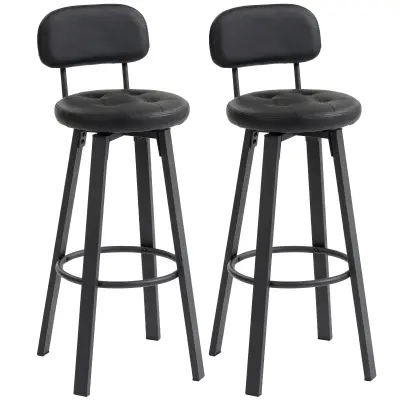 HOMCOM barski stol umetno usnje, kovina 43,5D x 38Š x 99V cm Črn