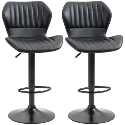 HOMCOM barski stol umetno usnje, pena, jeklo 48,5D x 55,5Š x 90 110V cm Črn