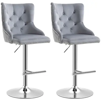 HOMCOM komplet barskih stolov poliester(100%), jeklo, pena 49D x 60Š x 123V cm Siv+Srebrn