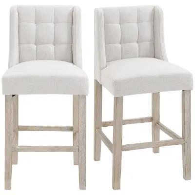 HOMCOM barski stol platneni otip poliester, kavčuk les 47Š x 50G x 101V cm Bež