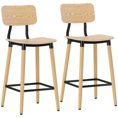 HOMCOM barski stol lesni material, jeklo 47D x 41Š x 94V cm Naraven les