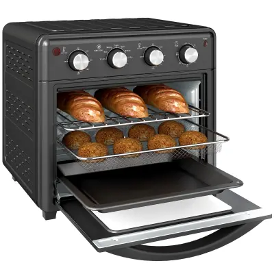 HOMCOM Cvrtnik na vroč zrak, jeklo in kaljeno steklo, 43 D x 39 Š x 39 V cm, črna