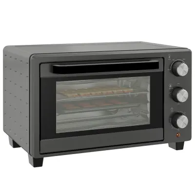 HOMCOM Mini pečica (kovina, nerjaveče jeklo) 46,4D x 38Š x 28,5V cm – Siva