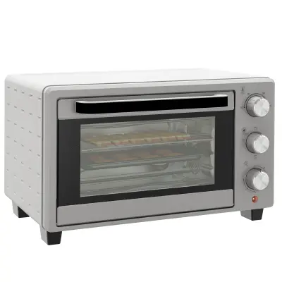 HOMCOM Mini pečica (kovina, nerjaveče jeklo) 46D x 38,5Š x 29V cm – Srebrna
