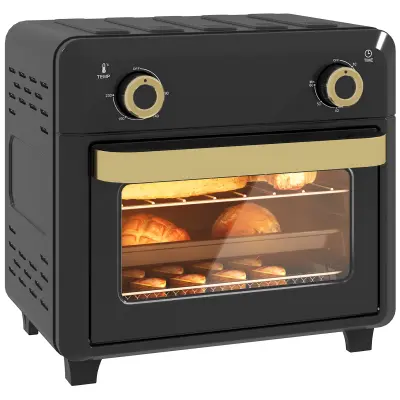 Mini pečica HOMCOM – nerjaveče jeklo, kaljeno steklo – 32 D x 27,2 Š x 29,8 V cm – črna