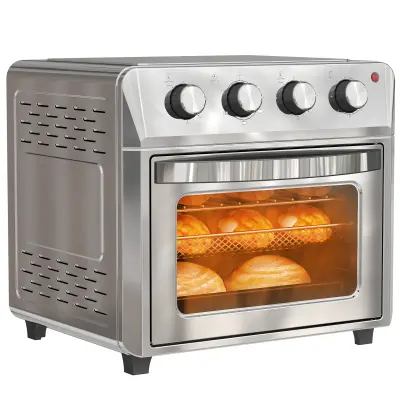 HOMCOM Mini pečica – nerjaveče jeklo, kaljeno steklo – 40,6 D x 39 Š x 36,8 V cm – srebrna