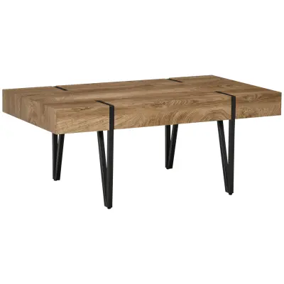 HOMCOM Dnevna miza MDF, železo 105D x 60Š x 42V cm naravni les